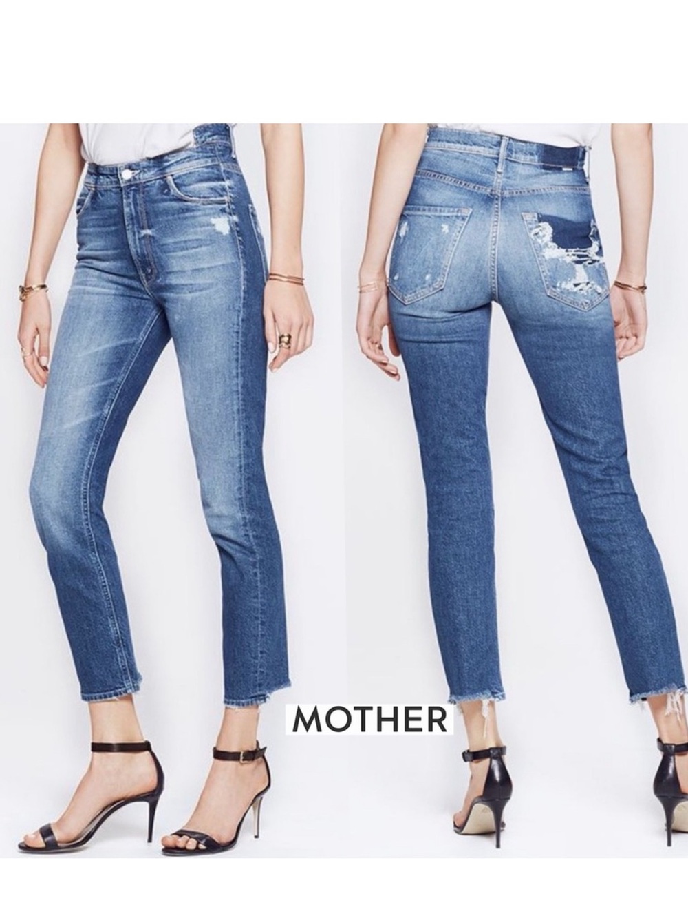 MOTHER superior The dazzler shift in my treat Distressed High-Rise jeans